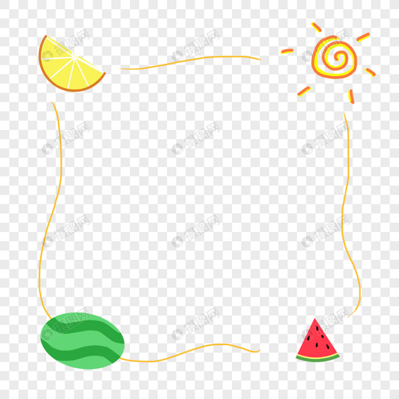 阳光柠檬西瓜边框图片