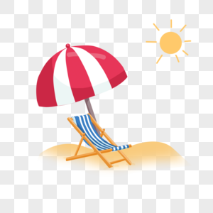 阳光沙滩遮阳伞躺椅高清图片