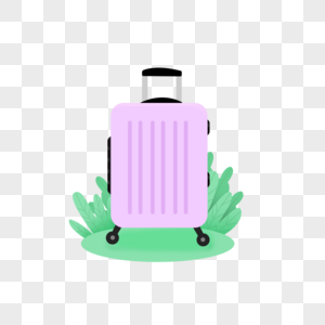 出游行李箱绿色植物图片