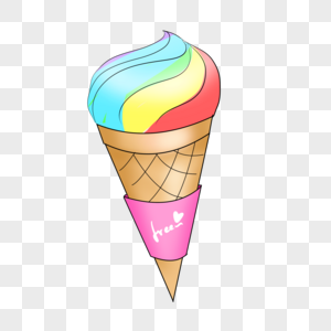 儿童节卡通手绘彩虹冰淇淋图片