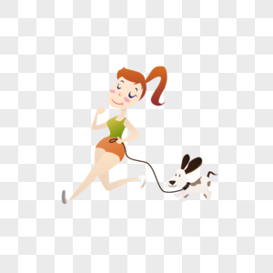 矢量遛狗跑步场景图片