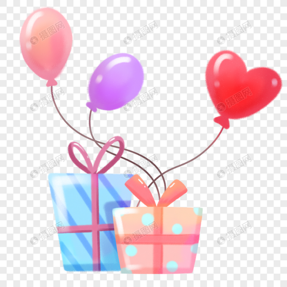 节日气球和礼物图片