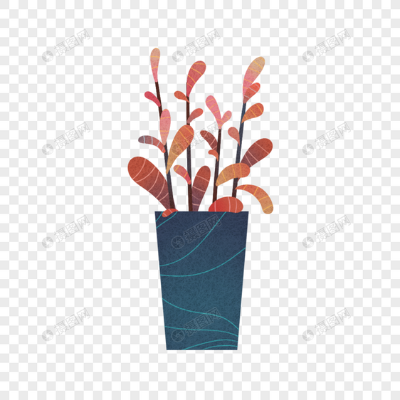 手绘花卉植物盆栽图片
