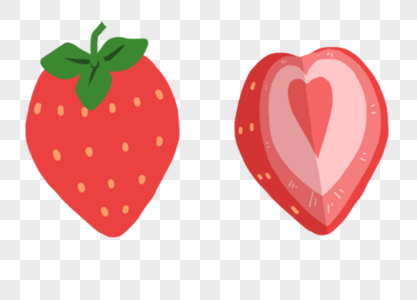 初夏草莓和草莓切开粉红色图片