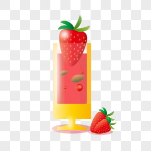 草莓冷饮品矢量图图片