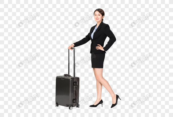 女性商业人士拉行李箱图片