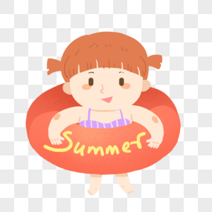 夏天套着游泳圈的女孩图片