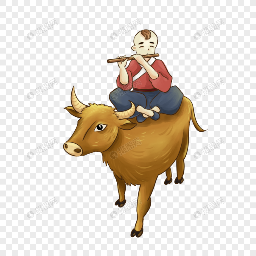 骑着牛的牧童图片