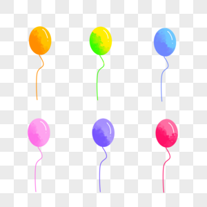六一儿童节彩色单只气球手绘装饰图案蓝色高清图片素材