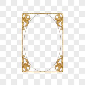 金色花纹长方形边框元素图片