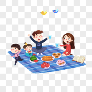 野餐的一家人图片