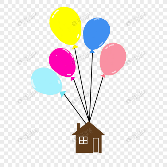 彩色气球房子图片