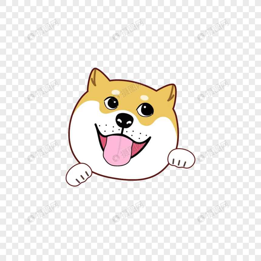 免抠元素 手绘/卡通元素 古风边框 矢量可爱俏皮网红柴犬头像.