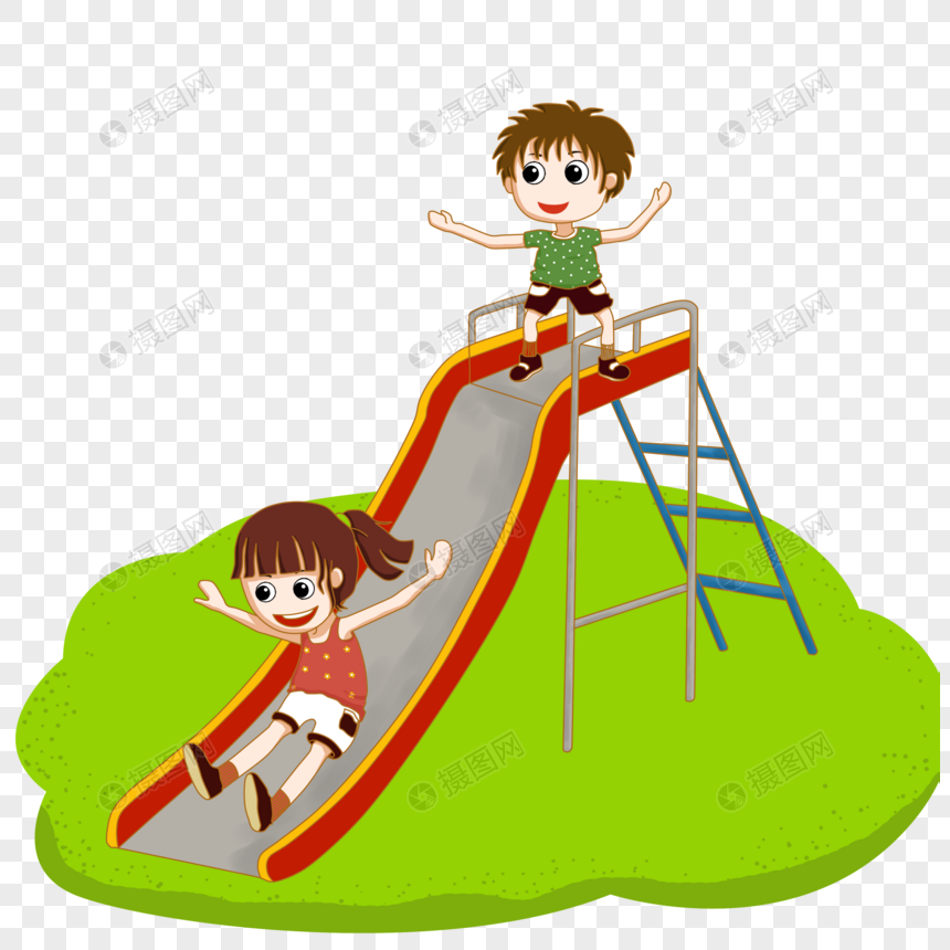 滑滑梯的小朋友