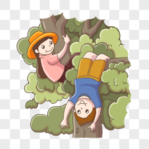 爬树的小朋友图片