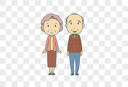 卡通老年人夫妻老年人高清图片