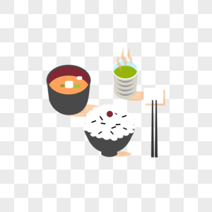 日式料理味增汤米饭汤高清图片