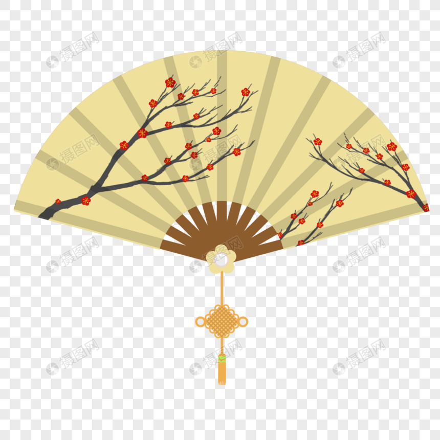 手绘梅花折扇