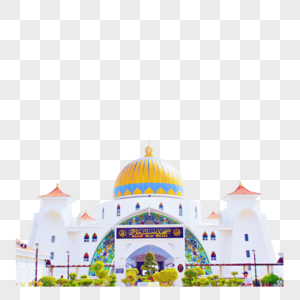 马来西亚马六甲海上清真寺高清图片
