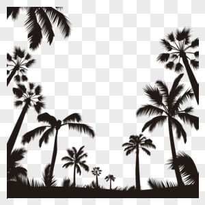 椰子树剪影边框图片