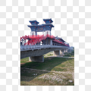 咸阳古渡廊桥高清图片