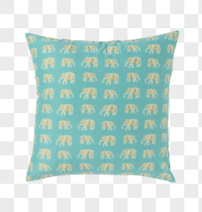 青色大象花纹抱枕图片