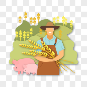 收割小麦的农民高清图片