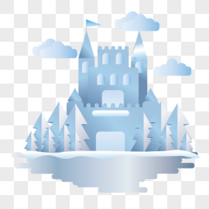原创扁平化冬季城堡矢量图图片