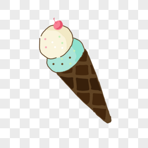 双球冰淇淋雪糕冰棍夏日炎热零食美食卡通图片