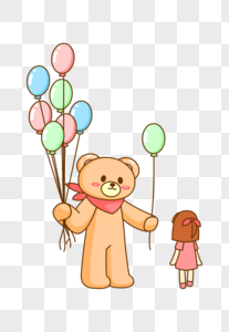 送气球给小女孩的熊图片