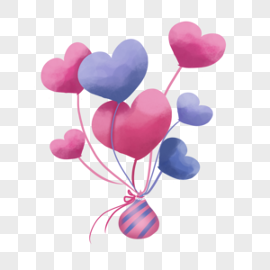 粉蓝色爱心气球高清图片