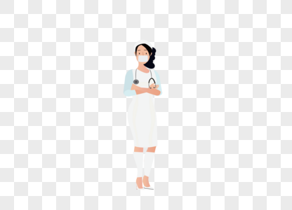 AI矢量图白衣天使女护士扁平化人物图片