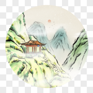 中国风山涧景色图片