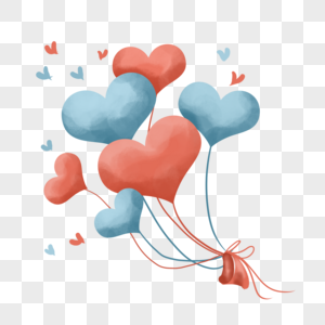 双色爱心节日气球高清图片