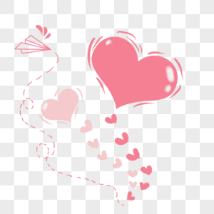 淡粉色手绘爱心气球感恩高清图片素材