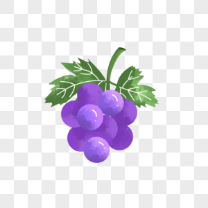 夏天清新葡萄紫色渐变手绘水果装饰图案高清图片