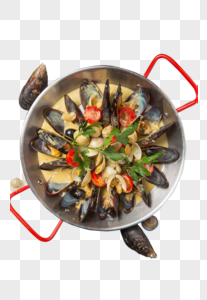 青口贝花蛤不锈钢锅海鲜美食图片