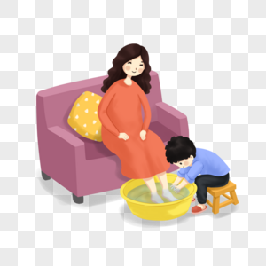 同于帮母亲节帮妈妈洗脚素材
