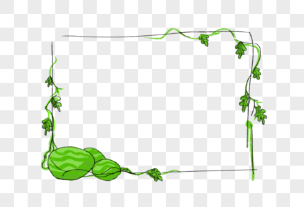 西瓜边框西瓜藤蔓分割高清图片