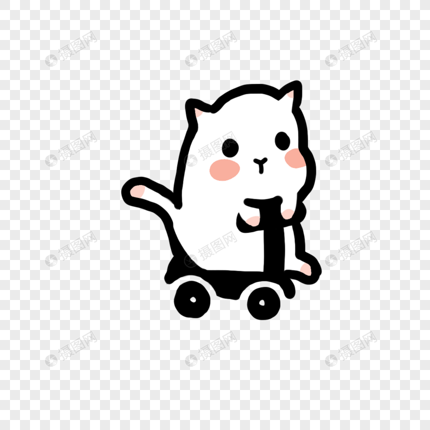 猫咪滑板车图片