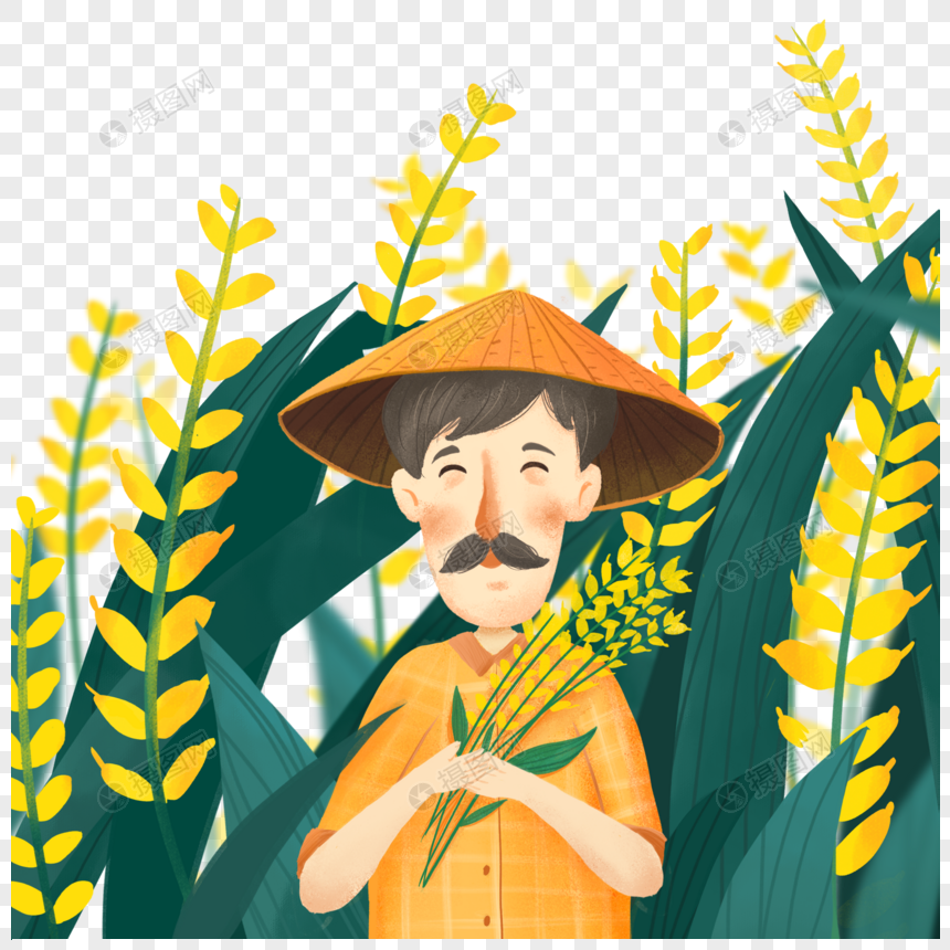 小满丰收农民伯伯麦子