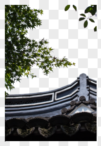 中国风枫叶前景屋顶高清图片