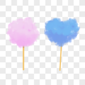 儿童节棉花糖粉色蓝色甜食手绘装饰图案图片