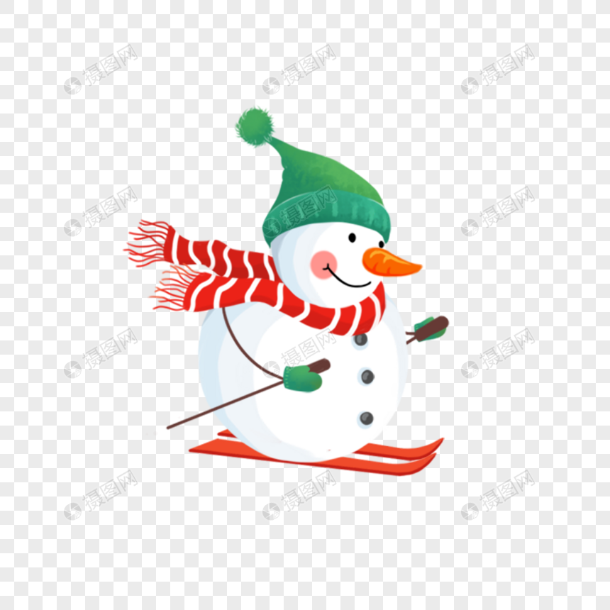 冬天滑雪的雪人图片