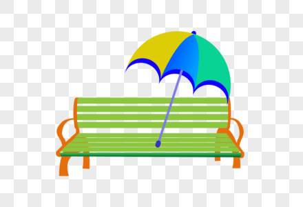 手绘户外休闲椅太阳伞高清图片