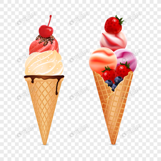 草莓樱桃冰淇淋图片