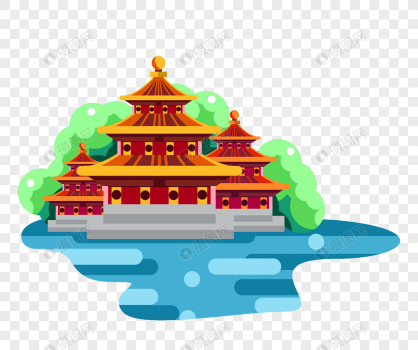 手绘/卡通元素 故宫建筑.