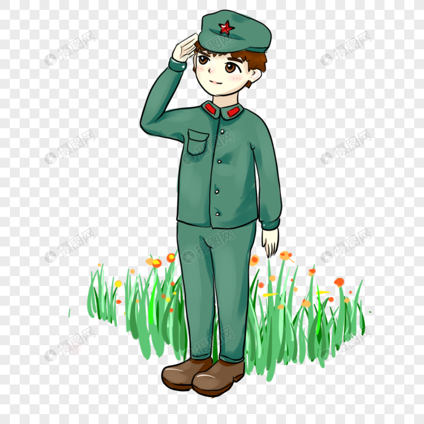 手绘青少年敬礼