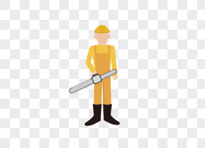 AI矢量图平面化人物黄色工服工人劳动工人图片