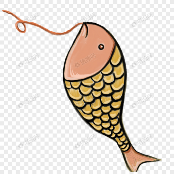 咬钩的鱼创意插图图片
